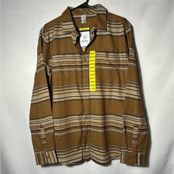 NWT Hurley Men’s Button Down Size Medium Bronzed - Picture 3 of 9